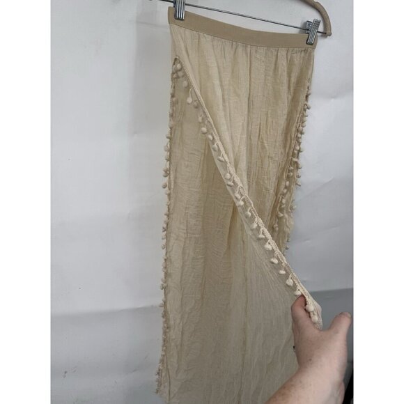 Wide Leg Flowy Pants Women Small Cream Open Side Slit Leg Festival Preppy Retro‎ - Picture 4 of 6